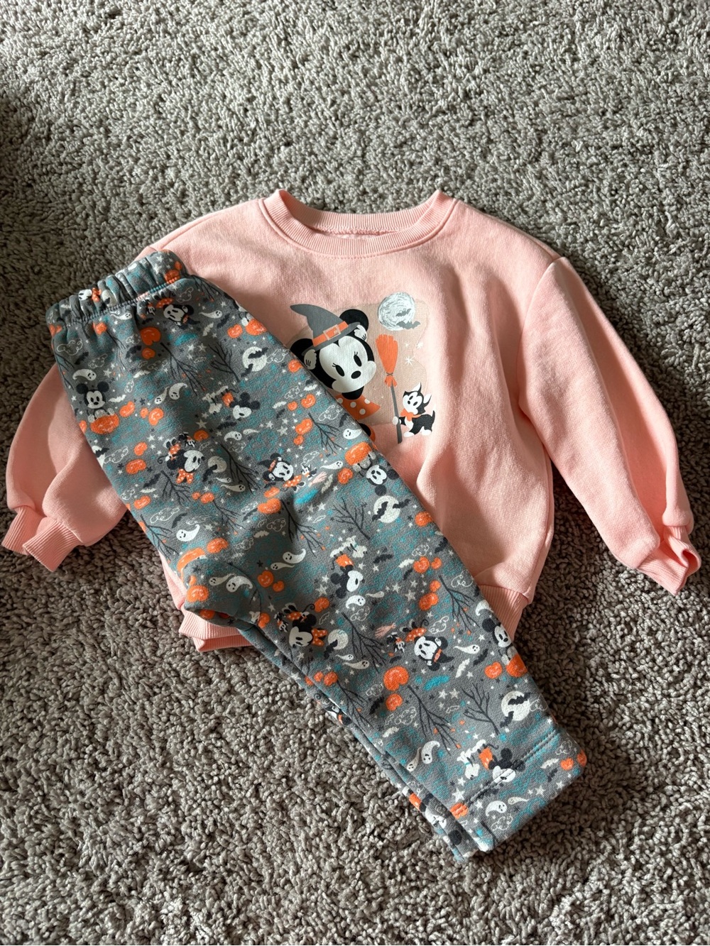 Old Navy Pink & Gray Halloween Character Pajama Set